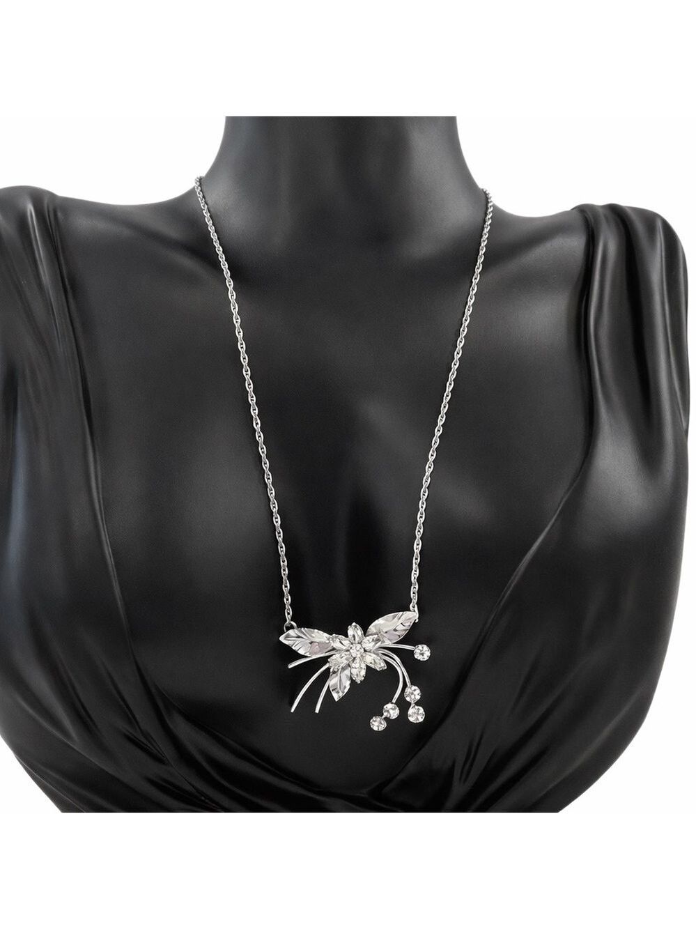 Vintage Amco 1/20 14K Gold Filled Floral Crystal Pendant Necklace feminine VTG